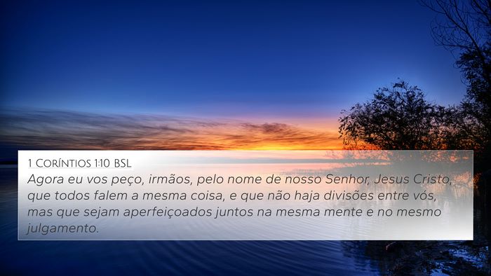 1 Coríntios 1:10 BSL Bible Verse Image