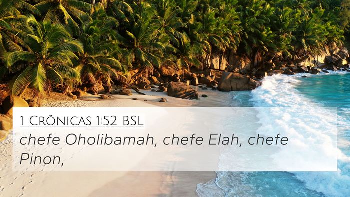 1 Crônicas 1:52 BSL 4K Wallpaper - chefe Oholibamah, chefe Elah, chefe - 4K Wallpaper Bible Verse