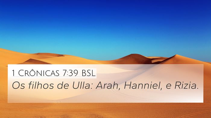 1 Crônicas 7:39 BSL 4K Wallpaper - Os filhos de Ulla: Arah, Hanniel, e - 4K Wallpaper Bible Verse