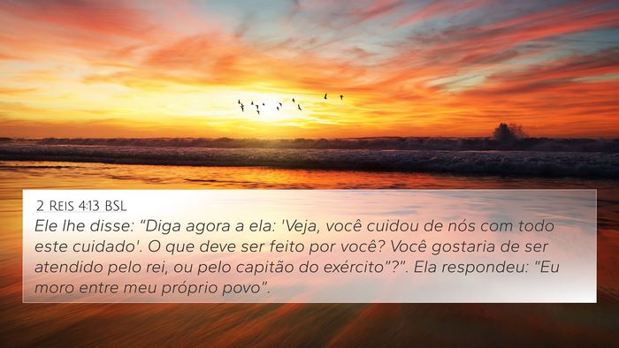 2 Reis 4:13 BSL 4K Wallpaper - Ele lhe disse: “Diga agora a ela: 'Veja, você - 4K Wallpaper Bible Verse