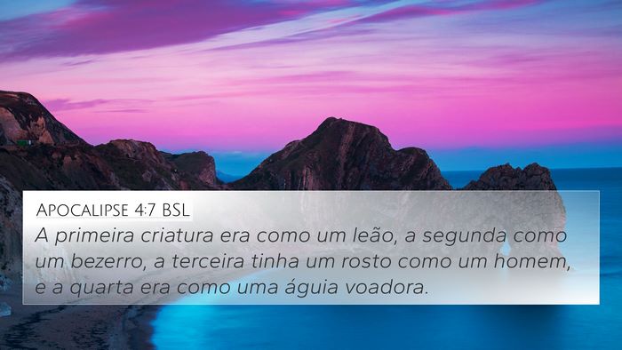 Apocalipse 4:7 BSL 4K Wallpaper - A primeira criatura era como um leão, a segunda - 4K Wallpaper Bible Verse