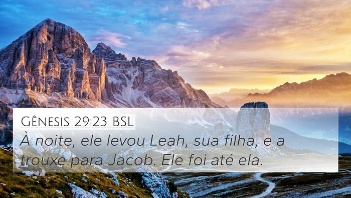 Gênesis 29:23 BSL Bible Verse Image