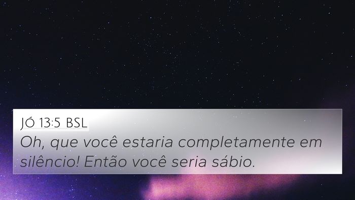 Jó 13:5 BSL Bible Verse Image