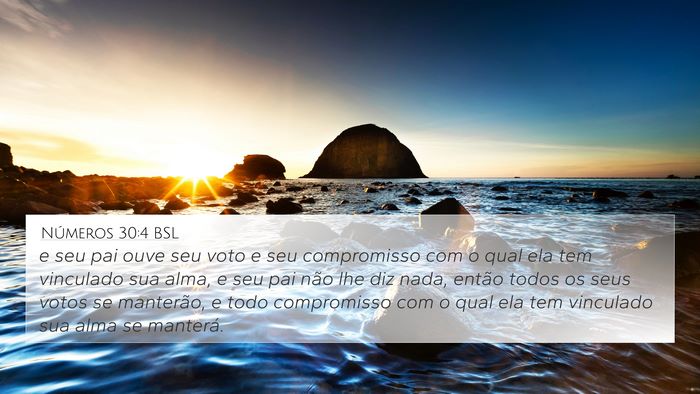 Números 30:4 BSL 4K Wallpaper - e seu pai ouve seu voto e seu compromisso com o - 4K Wallpaper Bible Verse
