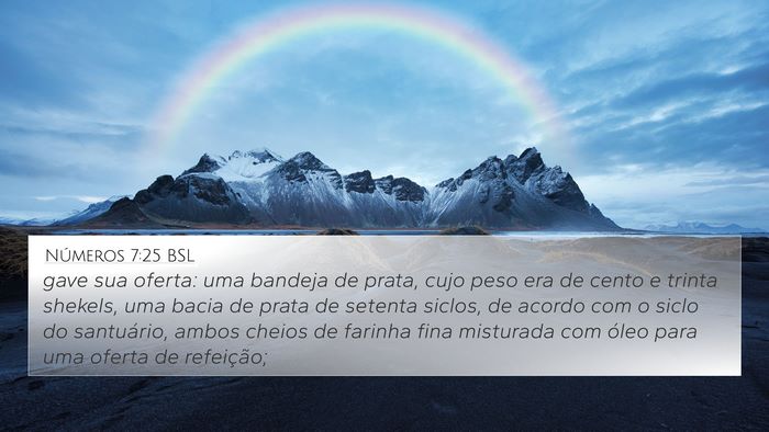 Números 7:25 BSL 4K Wallpaper - gave sua oferta: uma bandeja de prata, cujo peso - 4K Wallpaper Bible Verse