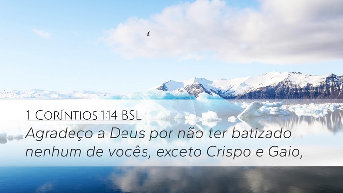 1 Coríntios 1:14 BSL Bible Verse Image