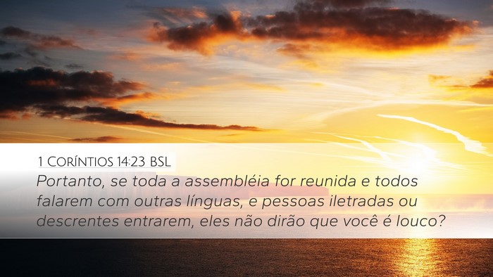 1 Coríntios 14:23 BSL Bible Verse Image