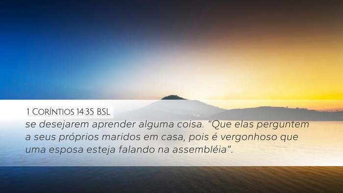 1 Coríntios 14:35 BSL Bible Verse Image