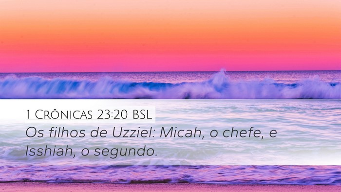 1 Crônicas 23:20 BSL Desktop Wallpaper - Os filhos de Uzziel: Micah, o chefe, e Isshiah, o - Desktop Bible Verse Wallpaper