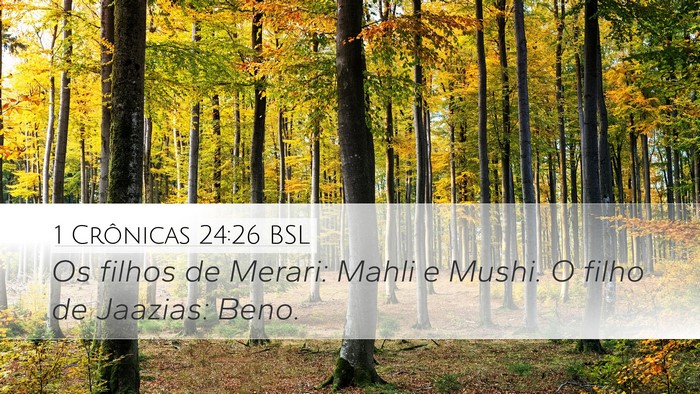 1 Crônicas 24:26 BSL Desktop Wallpaper - Os filhos de Merari: Mahli e Mushi. O filho de - Desktop Bible Verse Wallpaper