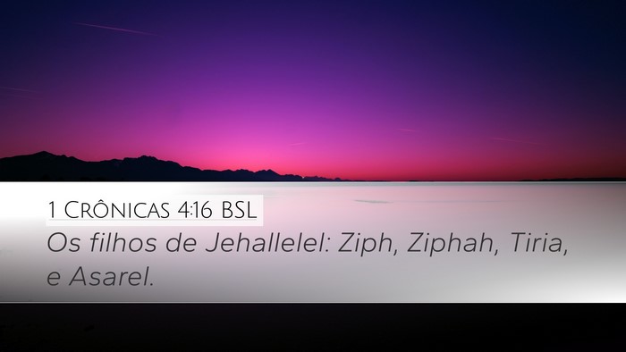 1 Crônicas 4:16 BSL Desktop Wallpaper - Os filhos de Jehallelel: Ziph, Ziphah, Tiria, e - Desktop Bible Verse Wallpaper
