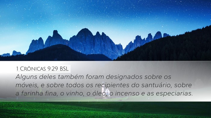 1 Crônicas 9:29 BSL Bible Verse Image