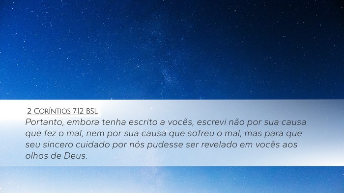 2 Coríntios 7:12 BSL Bible Verse Image
