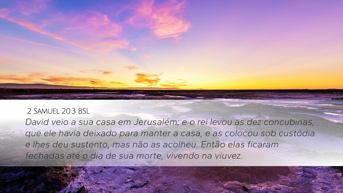 2 Samuel 20:3 BSL Desktop Wallpaper - David veio a sua casa em Jerusalém; e o rei - Desktop Bible Verse Wallpaper