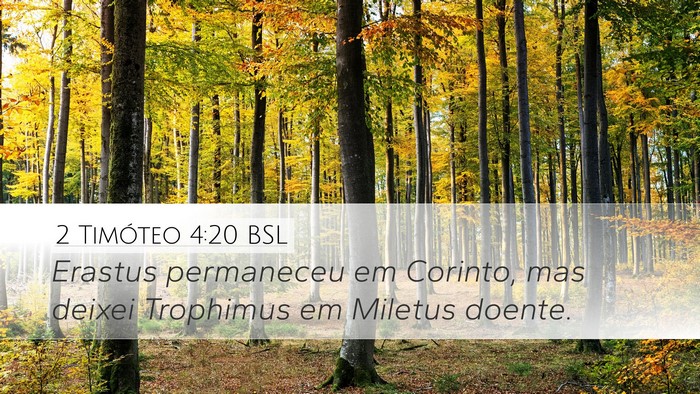 2 Timóteo 4:20 BSL Desktop Wallpaper - Erastus permaneceu em Corinto, mas deixei - Desktop Bible Verse Wallpaper