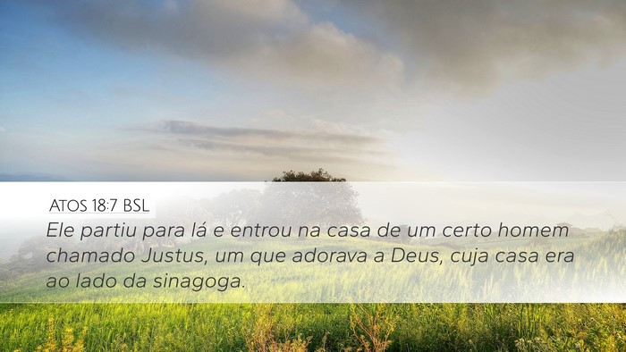 Atos 18:7 BSL Bible Verse Image