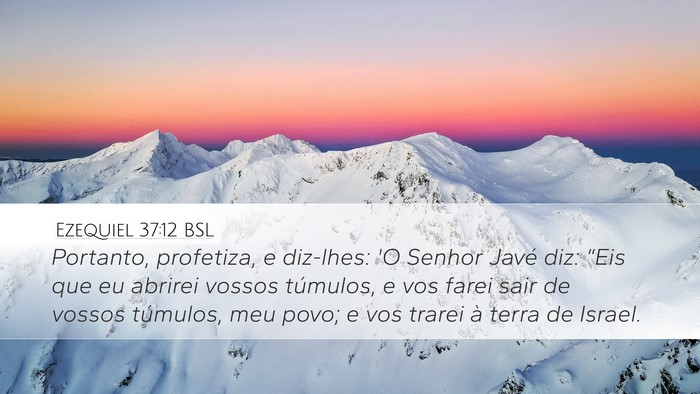 Ezequiel 37:12 BSL Desktop Wallpaper - Portanto, profetiza, e diz-lhes: 'O Senhor Javé - Desktop Bible Verse Wallpaper