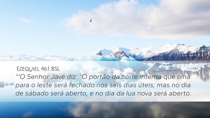 Ezequiel 46:1 BSL Desktop Wallpaper - “'O Senhor Javé diz: “O portão da corte - Desktop Bible Verse Wallpaper