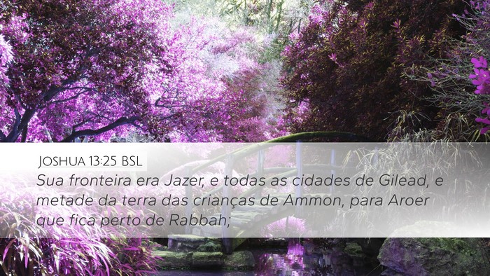 Joshua 13:25 BSL Desktop Wallpaper - Sua fronteira era Jazer, e todas as cidades de - Desktop Bible Verse Wallpaper