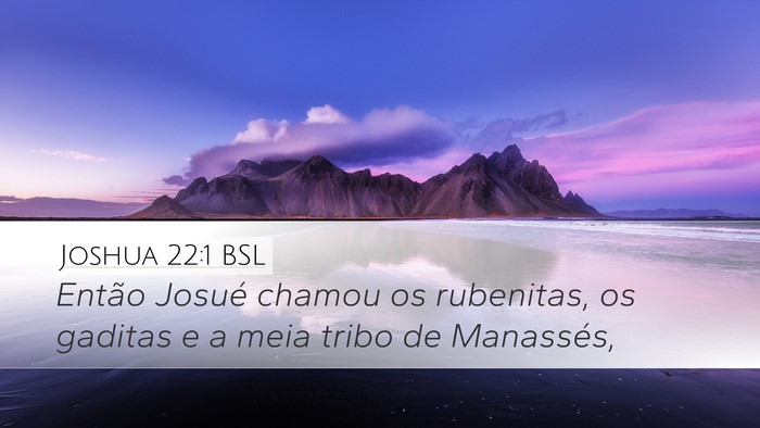 Joshua 22:1 BSL Desktop Wallpaper - Então Josué chamou os rubenitas, os gaditas e a - Desktop Bible Verse Wallpaper
