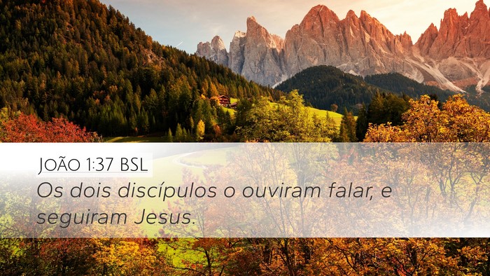 João 1:37 BSL Desktop Wallpaper - Os dois discípulos o ouviram falar, e seguiram - Desktop Bible Verse Wallpaper