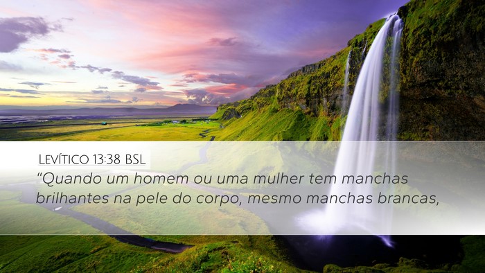 Levítico 13:38 BSL Desktop Wallpaper - “Quando um homem ou uma mulher tem manchas - Desktop Bible Verse Wallpaper
