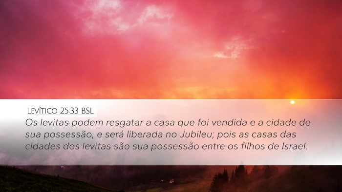 Levítico 25:33 BSL Desktop Wallpaper - Os levitas podem resgatar a casa que foi vendida - Desktop Bible Verse Wallpaper