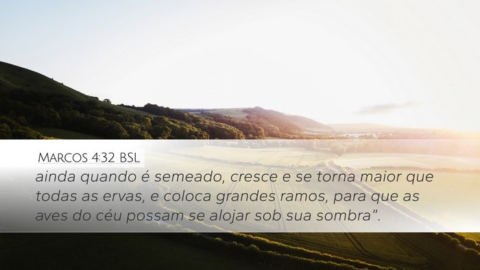 Marcos 4:32 BSL Desktop Wallpaper - ainda quando é semeado, cresce e se torna maior - Desktop Bible Verse Wallpaper