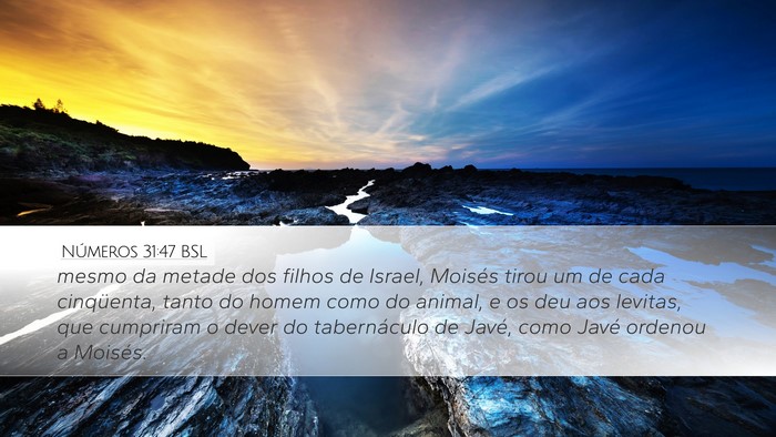 Números 31:47 BSL Desktop Wallpaper - mesmo da metade dos filhos de Israel, Moisés - Desktop Bible Verse Wallpaper