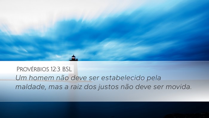 Provérbios 12:3 BSL Desktop Wallpaper - Um homem não deve ser estabelecido pela maldade, - Desktop Bible Verse Wallpaper