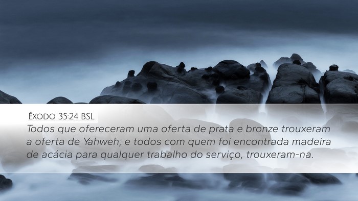Êxodo 35:24 BSL Desktop Wallpaper - Todos que ofereceram uma oferta de prata e bronze - Desktop Bible Verse Wallpaper