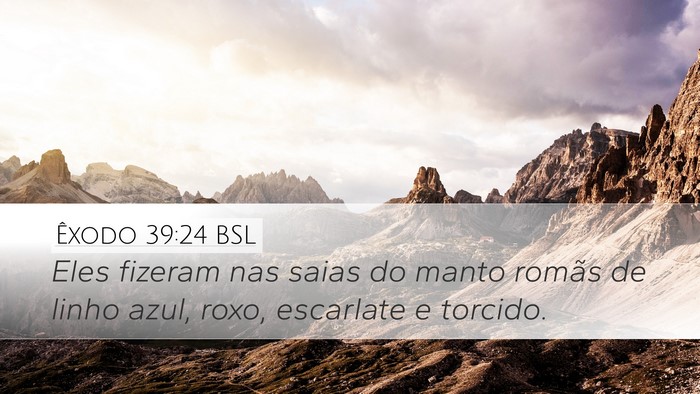 Êxodo 39:24 BSL Desktop Wallpaper - Eles fizeram nas saias do manto romãs de linho - Desktop Bible Verse Wallpaper