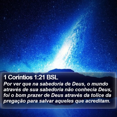1 Coríntios 1:21 BSL Bible Verse Image