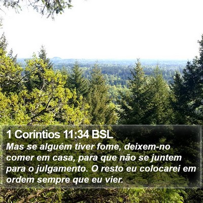 1 Coríntios 11:34 BSL Bible Verse Image