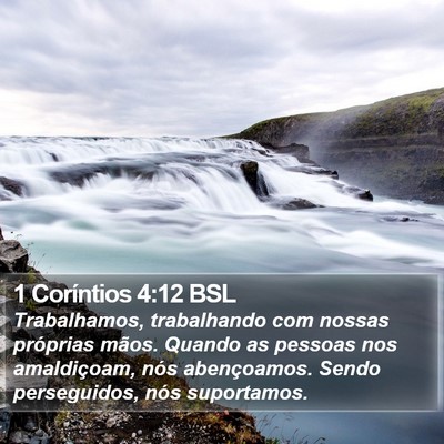 1 Coríntios 4:12 BSL Bible Verse Image