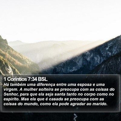 1 Coríntios 7:34 BSL Bible Verse Image