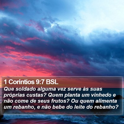 1 Coríntios 9:7 BSL Bible Verse Image