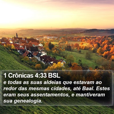 1 Crônicas 4:33 BSL Bible Verse Image
