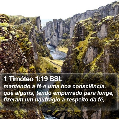 1 Timóteo 1:19 BSL Bible Verse Image