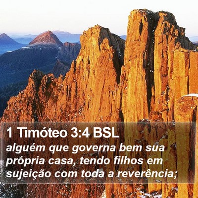 1 Timóteo 3:4 BSL Bible Verse Image