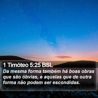 1 Timóteo 5:25 BSL Bible Verse Image