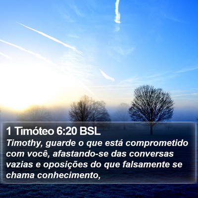 1 Timóteo 6:20 BSL Bible Verse Image