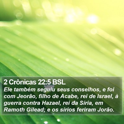 2 Crônicas 22:5 BSL Bible Verse Image