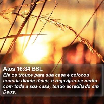 Atos 16:34 BSL Bible Verse Image