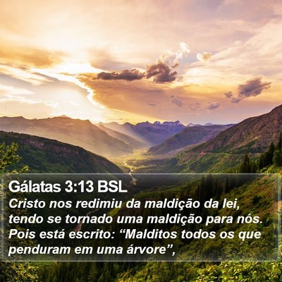 Gálatas 3:13 BSL Bible Verse Image