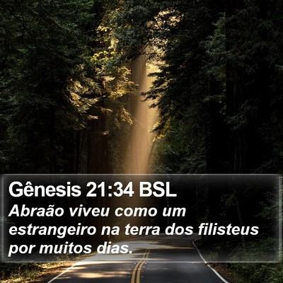 Gênesis 21:34 BSL Bible Verse Image