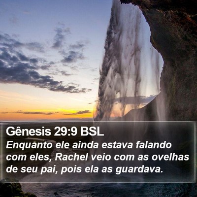 Gênesis 29:9 BSL Bible Verse Image