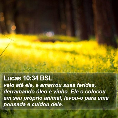 Lucas 10:34 BSL Bible Verse Image