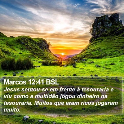 Marcos 12:41 BSL Bible Verse Image