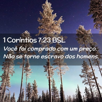 Picture 02 - 1 Coríntios 7:23 BSL - Você foi comprado com um preço. Não se torne - Bible Verse Picture